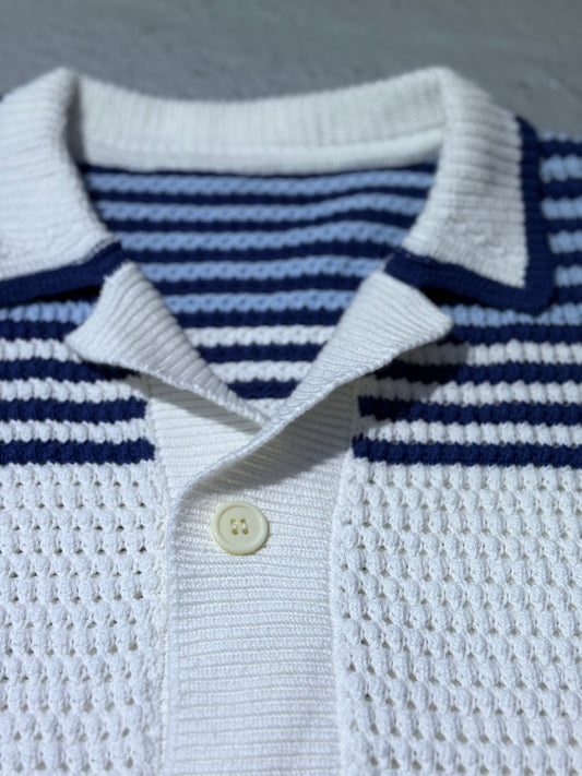 Monaco Blue Crochet Shirt