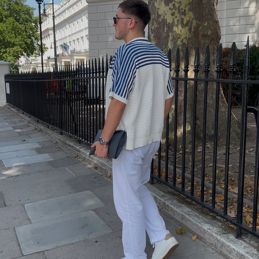 Monaco Blue Crochet Shirt