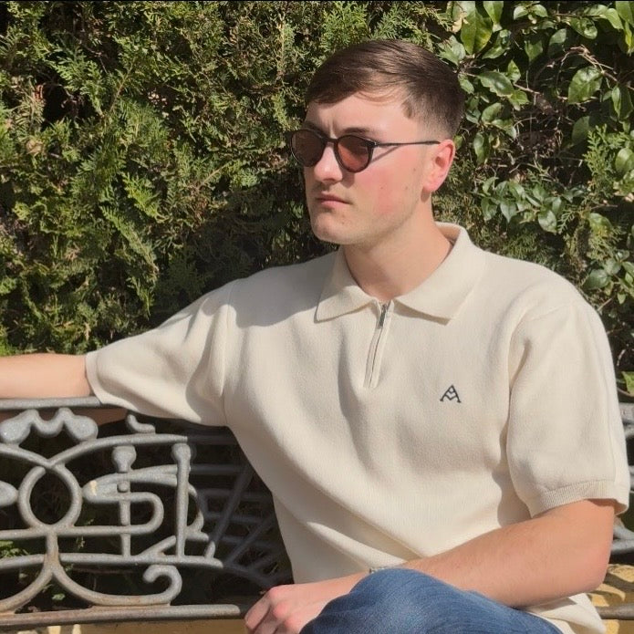 Monaco 1/4 Zip Polo In Cream