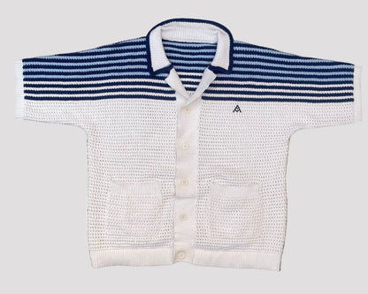Monaco Blue Crochet Shirt