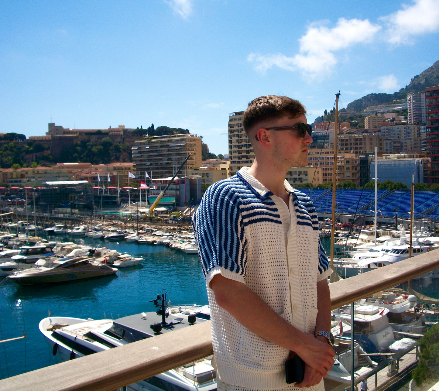 Monaco Blue Crochet Shirt