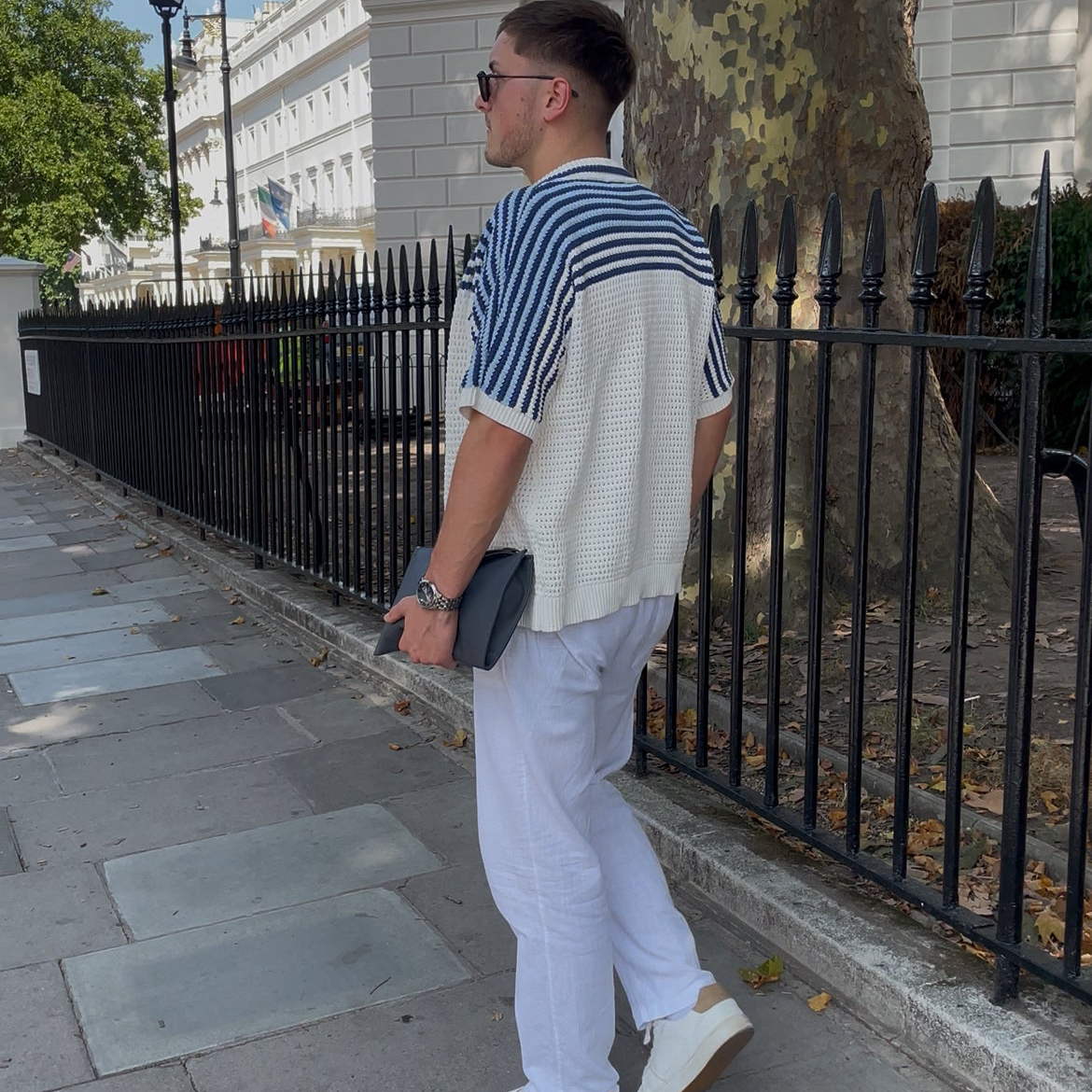 Monaco Blue Crochet Shirt