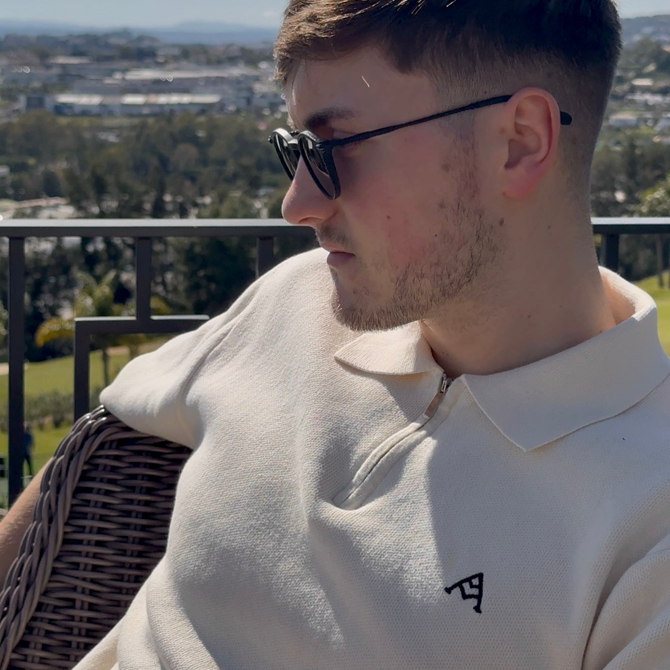 Monaco 1/4 Zip Polo In Cream